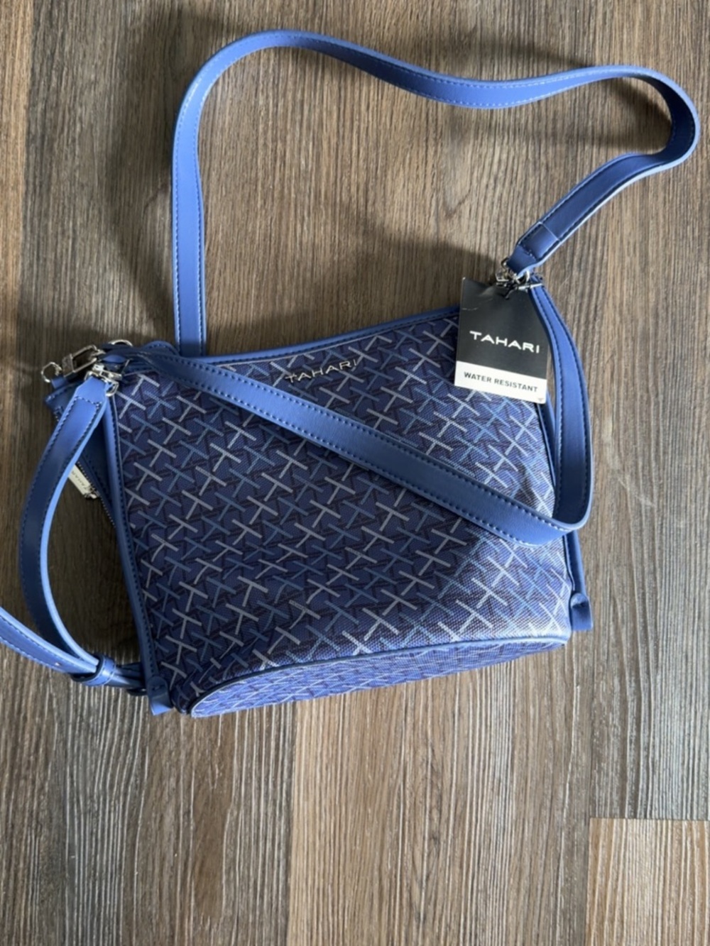 Tahari Periwinkle Patterned Crossbody Bag